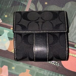 Coach Black Signature Trifold Wallet